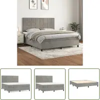 The Living Store Letto a molle con materasso grigio chiaro 160x200 cm in velluto