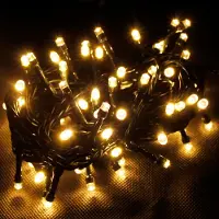 Inda Catena luminosa a LED per esterni, luce bianco caldo, cavo verde, 80 LED