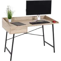 Mendler Scrivania HWC-J97, scrivania per ufficio, struttura 3D a cassetti 98x114x60cm certificata MVG ~ aspetto rovere