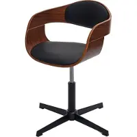 MCW Sedia da ufficio MCW-H46, sedia da scrivania, regolabile in altezza, meccanismo girevole, legno curvato MVG ~ effetto noce, Pelle finta nera