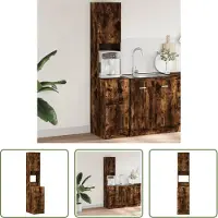 The Living Store Armadio da cucina in rovere fumé 35x50x180 cm Materiale legno