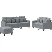 vidaXL Set divano 3 pezzi con cuscini in tessuto grigio chiaro