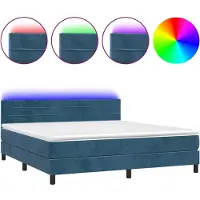 Syfax Letto a Molle con Materasso e LED Blu Scuro 180x200 cm