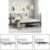 The Living Store Struttura letto con testiera in metallo nero 160x200 cm