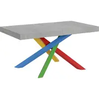 Itamoby - Tavolo allungabile 160/264x90 cm Volantis cemento gambe multicolore 4/B