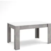 Skraut Home EXO Tavolo da Pranzo, 140x90x76cm, Per 6 persone, Tavolo Cucina, Bianco e Cemento