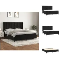 vidaXL Letto a molle con materasso nero 160x200 cm in velluto - Letti & Reti