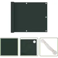 The Living Store Schermo privacy per balcone Verde scuro 75x300 cm Tessuto Oxford