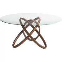 ANGEL CERDA SL Tavolo da pranzo Angel Cerdá rotondo in vetro temperato e legno color noce 1020-Ø150