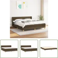 The Living Store Letto a molle con materasso marrone scuro 180x200 cm in tessuto