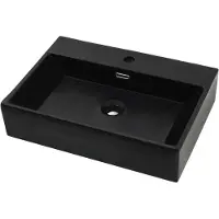 Syfax Lavandino con Foro Rubinetto Vetroceramica Nero 60,5x42,5x14,5 cm