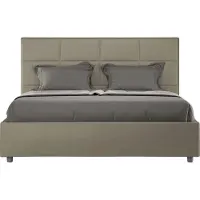 Ityhome - Letto matrimoniale francese contenitore imbottito 140x210 Pelle finta cappuccino Mika