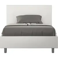 Ityhome - Letto una piazza e mezza senza rete imbottito 120x210 Pelle finta bianco Adele