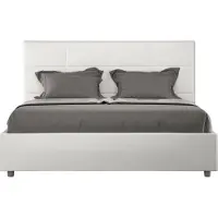 Ityhome - Letto matrimoniale francese senza rete imbottito 140x210 Pelle finta bianco Mika