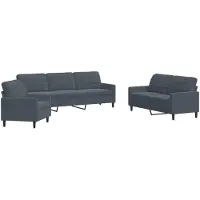 Syfax Set di Divani 3 pz con Cuscini Grigio Scuro in Velluto