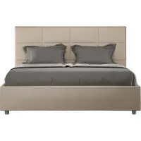 Ityhome - Letto matrimoniale francese senza rete imbottito 140x210 Pelle finta tortora Mika