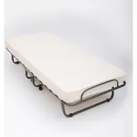 11.11 SRLS Letto pieghevole The White Stone con materasso Waterfoam 80x190 cm, ruote girevoli, doghe curvate e rivestimento protettivo. Compatto e facilmente trasportabile.