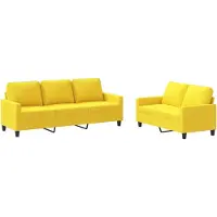 Syfax Set di Divani 2 pz con Cuscini Giallo Chiaro in Tessuto