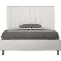 Ityhome - Letto una piazza e mezza senza rete imbottito 120x210 Pelle finta bianco Agueda