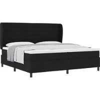 Syfax Letto a molle con materasso Nero 200 x 200 cm Tessuto
