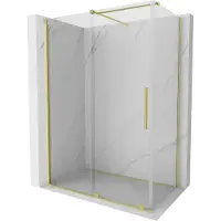 Mexen Velar cabina doccia scorrevole 160 x 85 cm, trasparente, oro spazzolato - 871-160-085-01-55