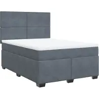 Syfax Giroletto a Molle con Materasso Grigio Scuro 160x200 cm Velluto