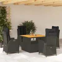 Prolenta Maison Exclusive - Set da Pranzo da Giardino 5 pz Nero con Cuscini in Polyrattan