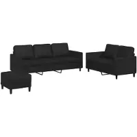 Syfax Set di Divani 3 pz con Cuscini Nero in Pelle finta
