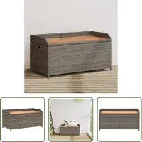 The Living Store Panca con contenitore grigio 100x50x52 cm in poly rattan legno di acacia