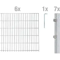 Alberts Recinzione a pannelli doppi, modello 646042, kit completo da 14 pezzi, zincata a caldo, altezza 123 cm, lunghezza 15 metri