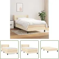 The Living Store Letto a molle insacchettate con materasso crema 80x200 cm in tessuto