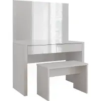 Vicco Tavolino da toilette Annabelle Bianco lucido/Bianco 110 cm con specchio e panca, Model 55018