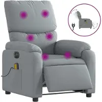 Syfax Poltrona Reclinabile Massaggio Elettrica Grigio Chiaro Tessuto
