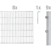 Alberts Recinzione a pannelli doppi, modello 657949, kit completo da 18 elementi, zincata a caldo, altezza 63 cm, lunghezza 20 metri
