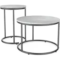 Vicco Set di tavolini da salotto Ottawa Marmo bianco 55 x 55 cm 2 parti, Model 49376
