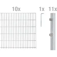 Alberts Recinzione a pannelli doppi , modello 678432, set completo da 22 elementi, zincata a caldo, altezza 243 cm, lunghezza 25 metri