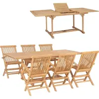 Prolenta Maison Exclusive - Set da pranzo da giardino 7 pezzi 150-200 x 100 x 75 cm in legno massello di teak