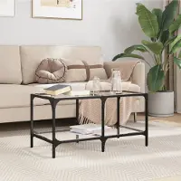 Prolenta Maison Exclusive - Tavolino con piano in vetro trasparente, dimensioni 78,5x40x40 cm, struttura in acciaio