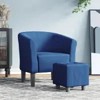 Prolenta Maison Exclusive - Poltrona con poggiapiedi, colore blu, rivestita in tessuto