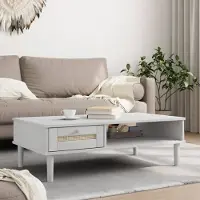 Prolenta Maison Exclusive - Tavolino SENJA, aspetto rattan, bianco, 100x55x33 cm, legno di pino