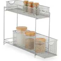Relaxdays Organizzatore per mobili da cucina ripiano estraibile per base 2 cassetti