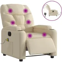Syfax Poltrona Reclinabile Massaggiante Elettrica Crema in Tessuto