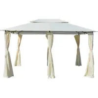 Syfax Gazebo da Giardino con Tende 4x3 m Bianco