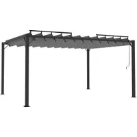 Syfax Gazebo con Tetto a Lamelle 3x4 m in Tessuto Antracite/Alluminio