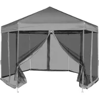 Syfax Gazebo Esagonale Pop-Up con 6 Pareti Grigio 3,6x3,1 m