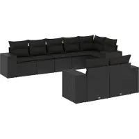 vidaXL Set di divani da giardino a 8 pezzi con cuscini in rattan nero