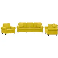 vidaXL Set divano 3 pezzi con cuscini in velluto giallo
