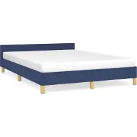 Syfax Giroletto con Testiera senza Materasso Blu 140x190 cm Tessuto