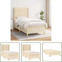 The Living Store Letto a molle insacchettate con materasso crema 80x200 cm in tessuto