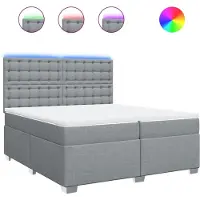 Syfax Giroletto a Molle con Materasso Grigio Chiaro 200x200cm Tessuto